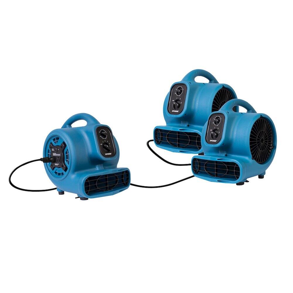 Alt View 8. XPOWER - 1/4 HP 925 CFM Multi-Purpose Mini Air Mover, Dryer, Blower and Timer - Blue - Blue.
