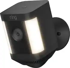 Front. Ring - Spotlight Cam Plus Outdoor/Indoor Wireless 1080p Battery Surveillance Camera - Black.