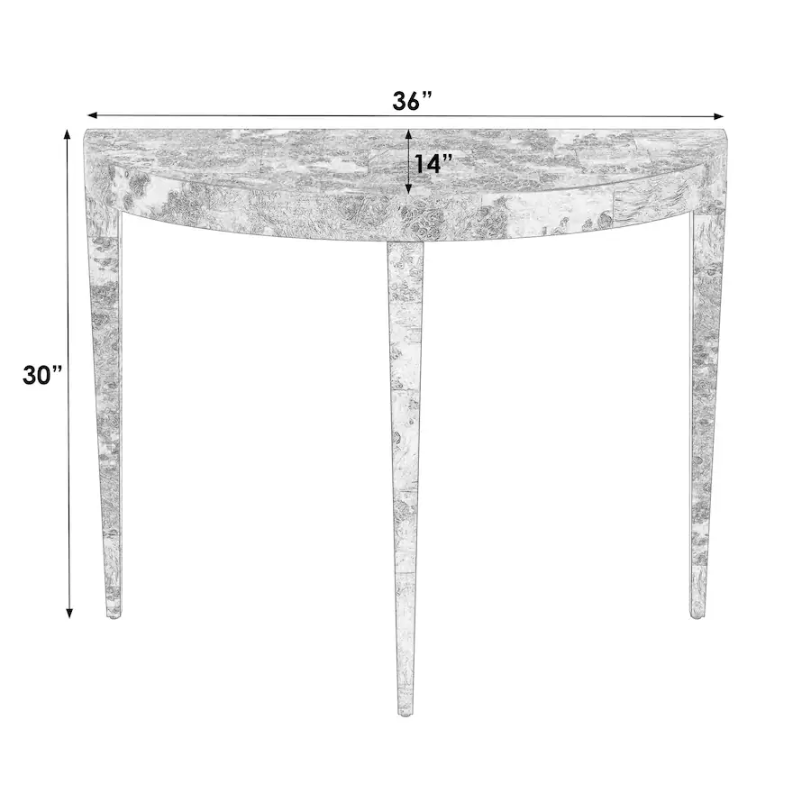 Console Table 36 Butler Specialty Ingrid 36 in. W Demilune Wood Traditional Burl Console ...