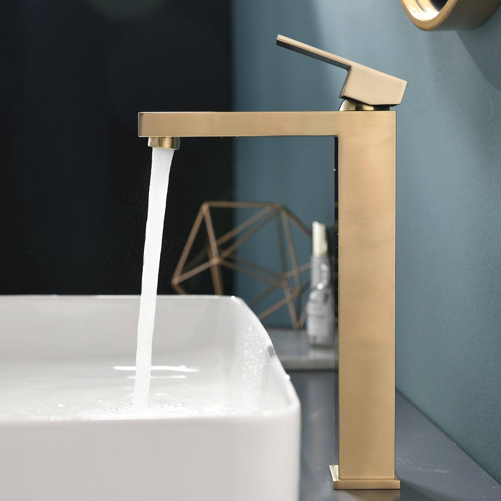 Alt View 5. Boyel Living - Single Handle Single Hole Tall Bathroom Faucet Brushed Gold with Supply Lines Modern Durable Easy Install - Brushed Gold - Tall.