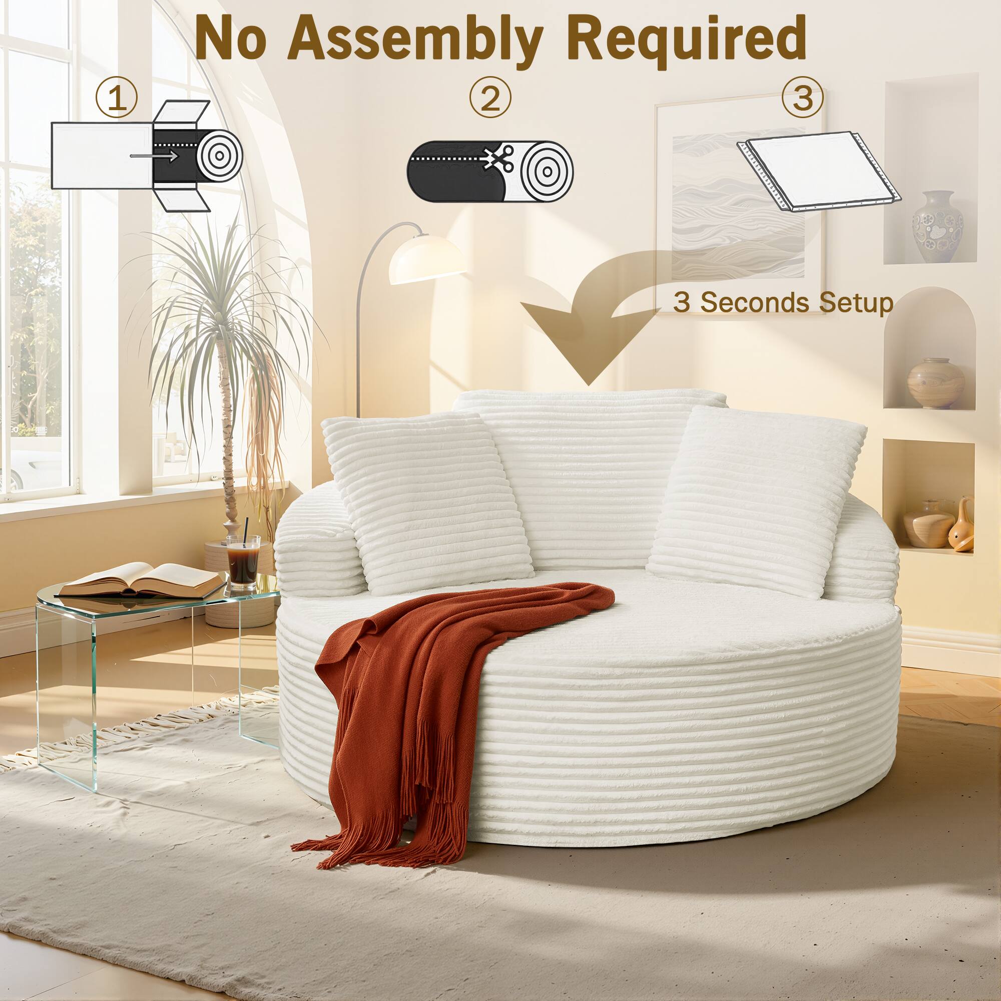 1. No Assembly Required  
2. 3 Seconds Setup