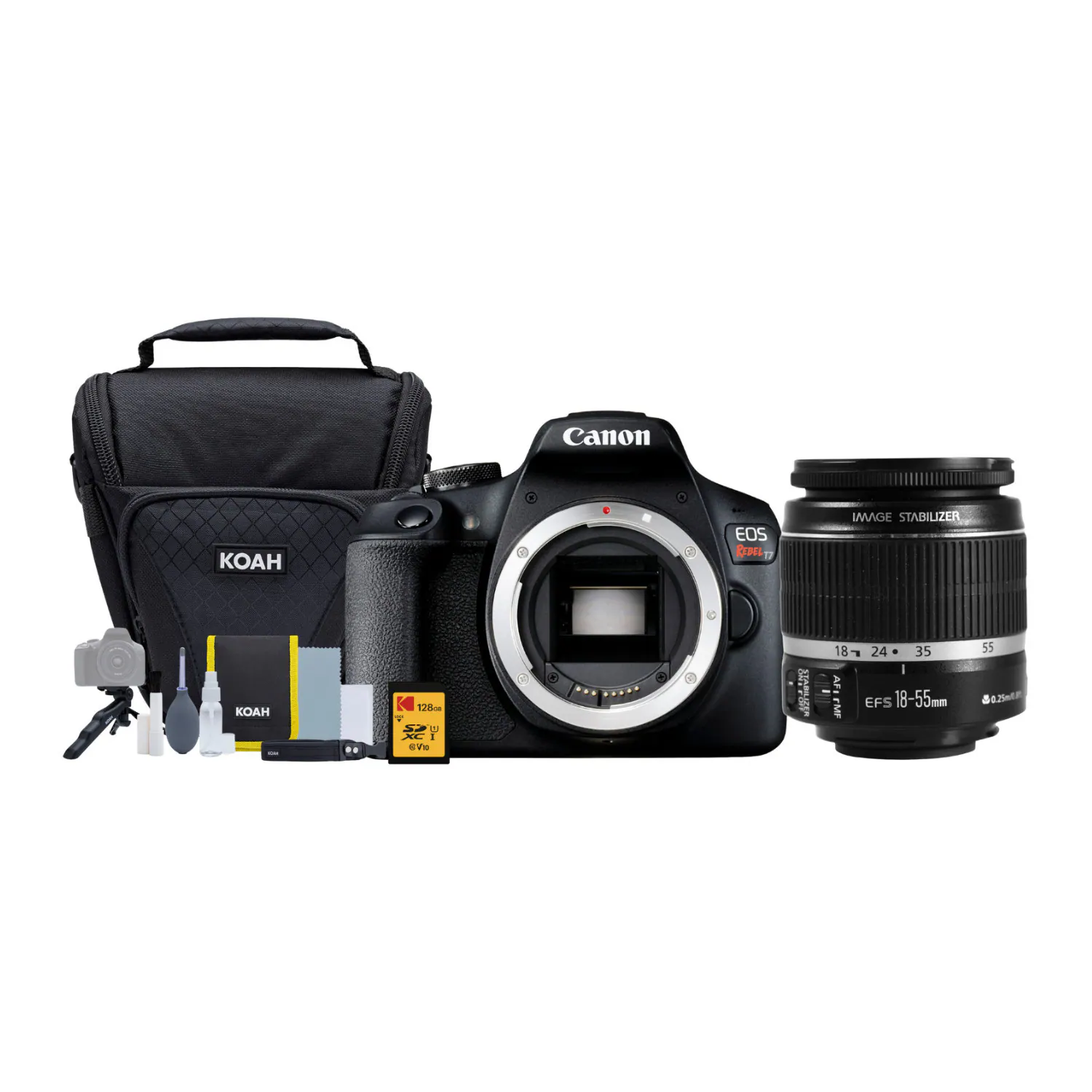Canon - EOS Rebel T7 DSLR Camera and EF-S 18-55mm IS II Lens Bundle (3 Items) - Black/Black