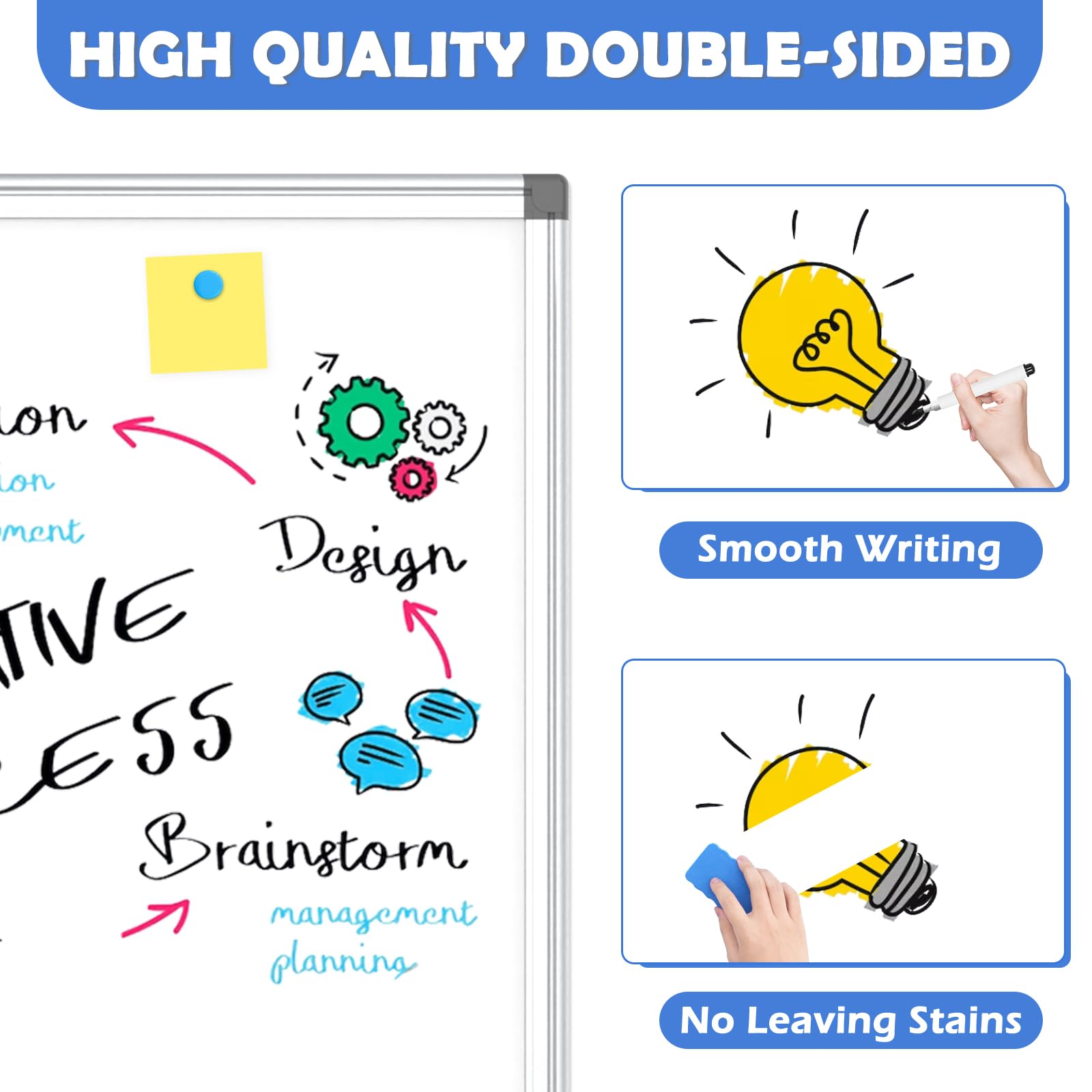 HIGH QUALITY DOUBLE-SIDED

- Design
- Brainstorm
- management planning
- Smooth Writing
- No Leaving Stains