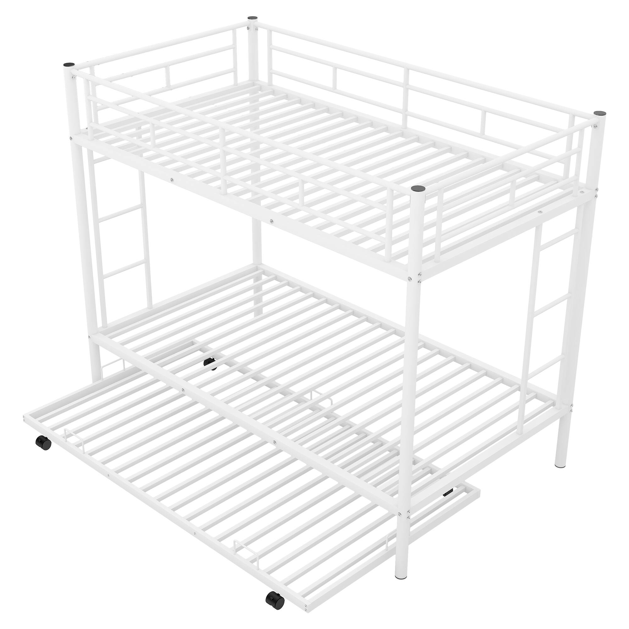 Alt View 6. GOODSILO - Twin over Twin Bunk Bed with Trundle - White.