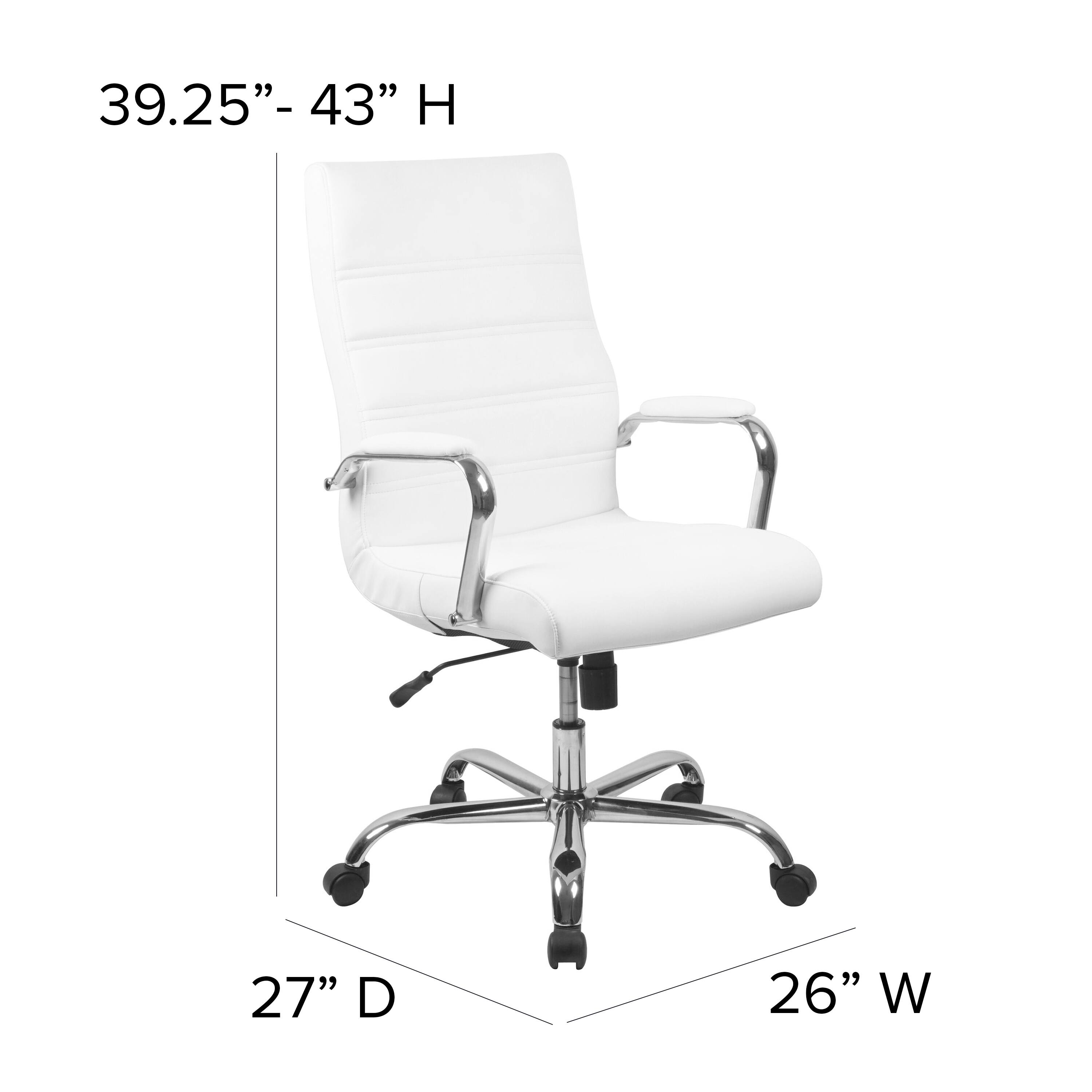 39.25" - 43" H  
27" D  
26" W
