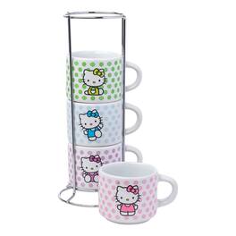 Silver Buffalo - Sanrio Hello Kitty Polka Dots 3oz Stackable Mug Set of 4 - White