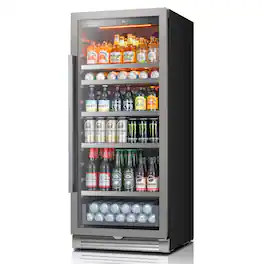 Ca'Lefort - 238 Cans Beverage Refrigerator, luxury large 24 inch Beverage Cooler, Built-In Beverage fridge,3 Color LED ,for Home,Bar - Stainless Steel