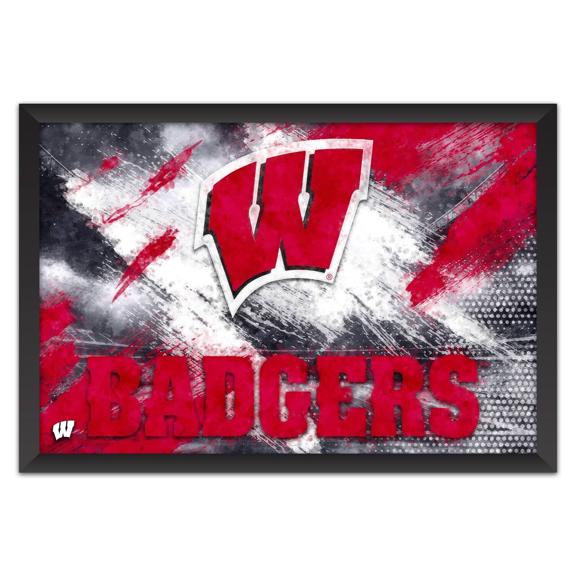 Wisconsin Badgers 14" x 20" Brush Stroke Logo Framed Art Print