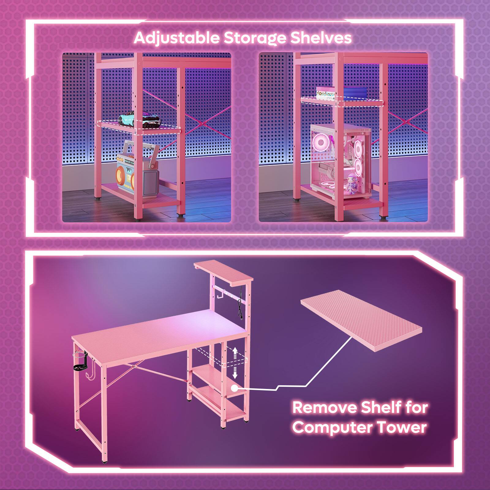 Adjustable Storage Shelves

Remove Shelf for Computer Tower