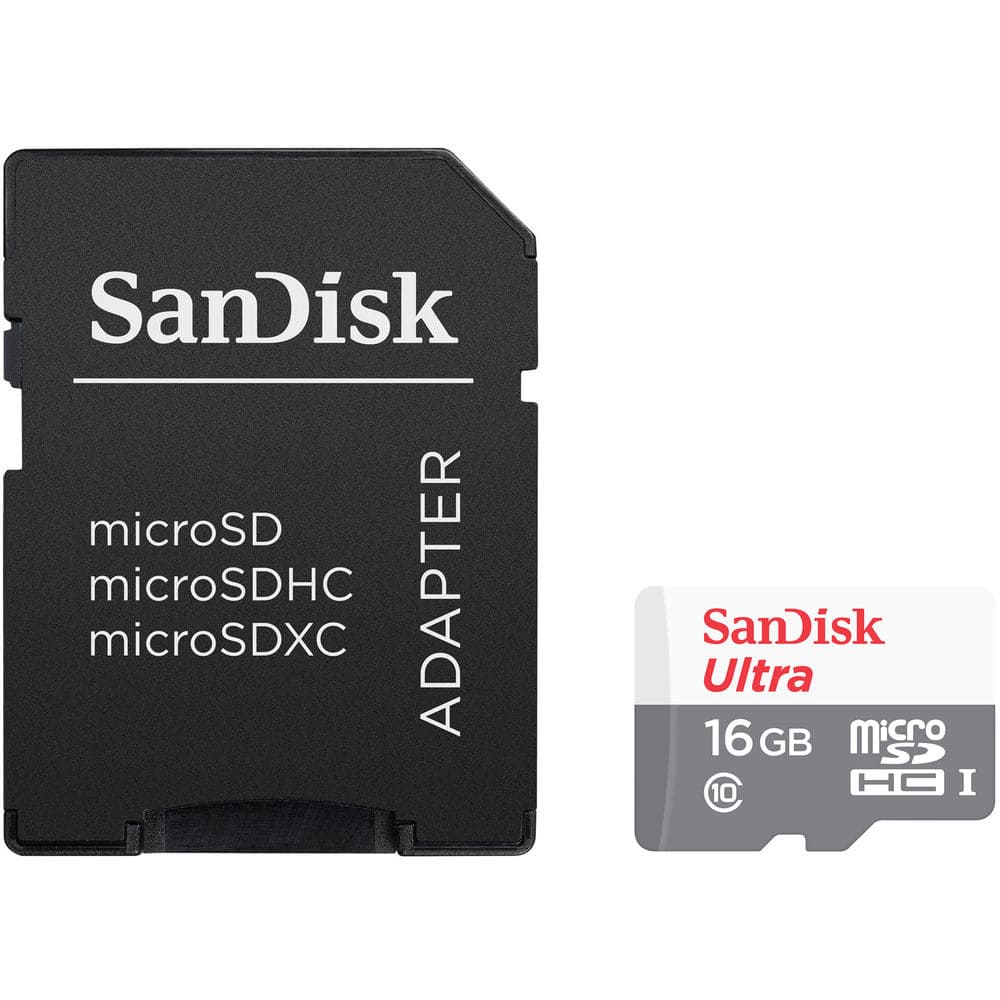 SANDISK - 16GB Ultra UHS-I microSDHC Memory Card with SD Adapter