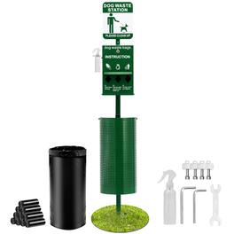 VEVOR - Dog Waste Station with Hand Wash Bottle, Commercial Dog Poop Station, 11.5 Gallons Pet Waste Bin with 50 Can Liners - Green