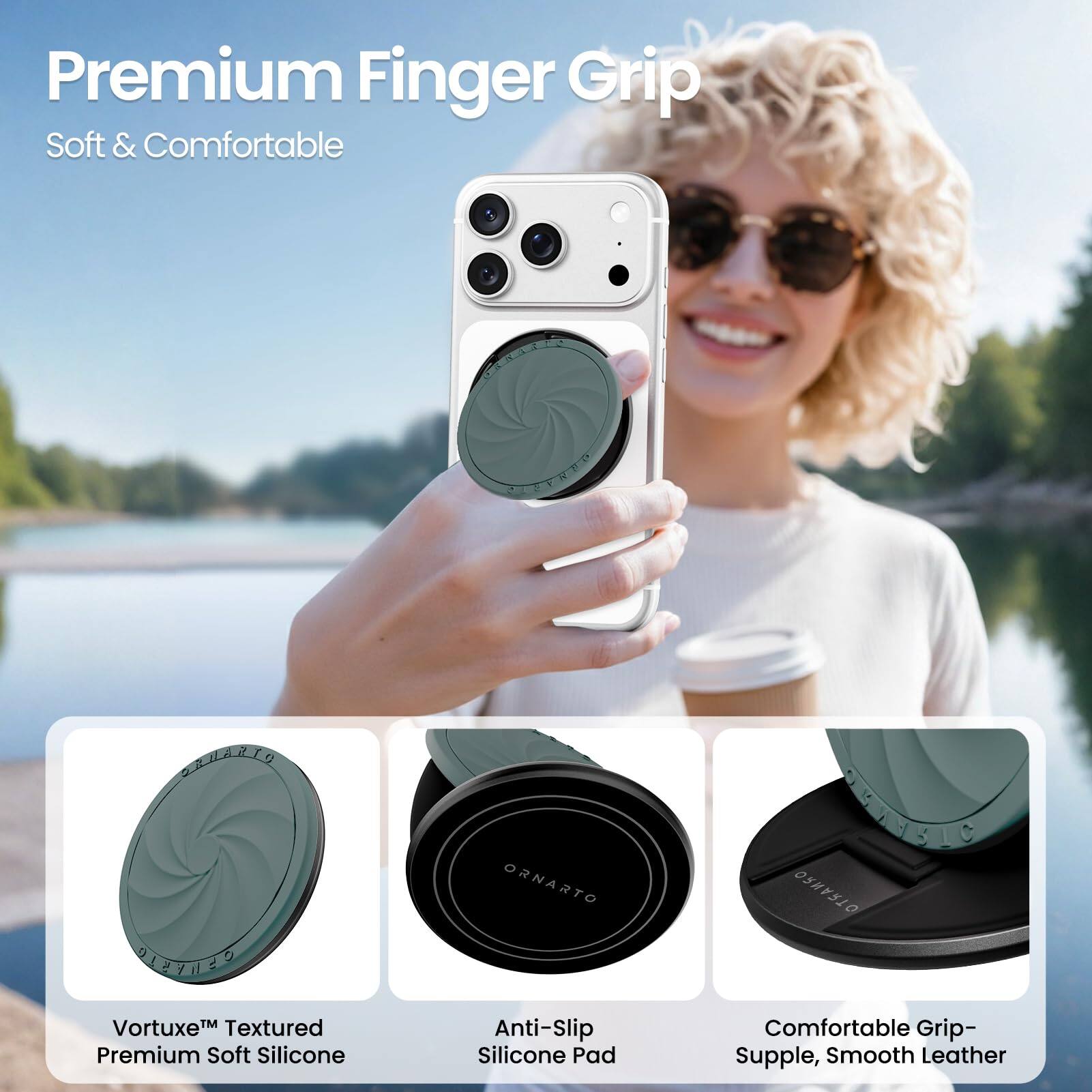 Premium Finger Grip  
Soft & Comfortable  

Vortex™ Textured Premium Soft Silicone  
Anti-Slip Silicone Pad  
Comfortable Grip - Supple, Smooth Leather