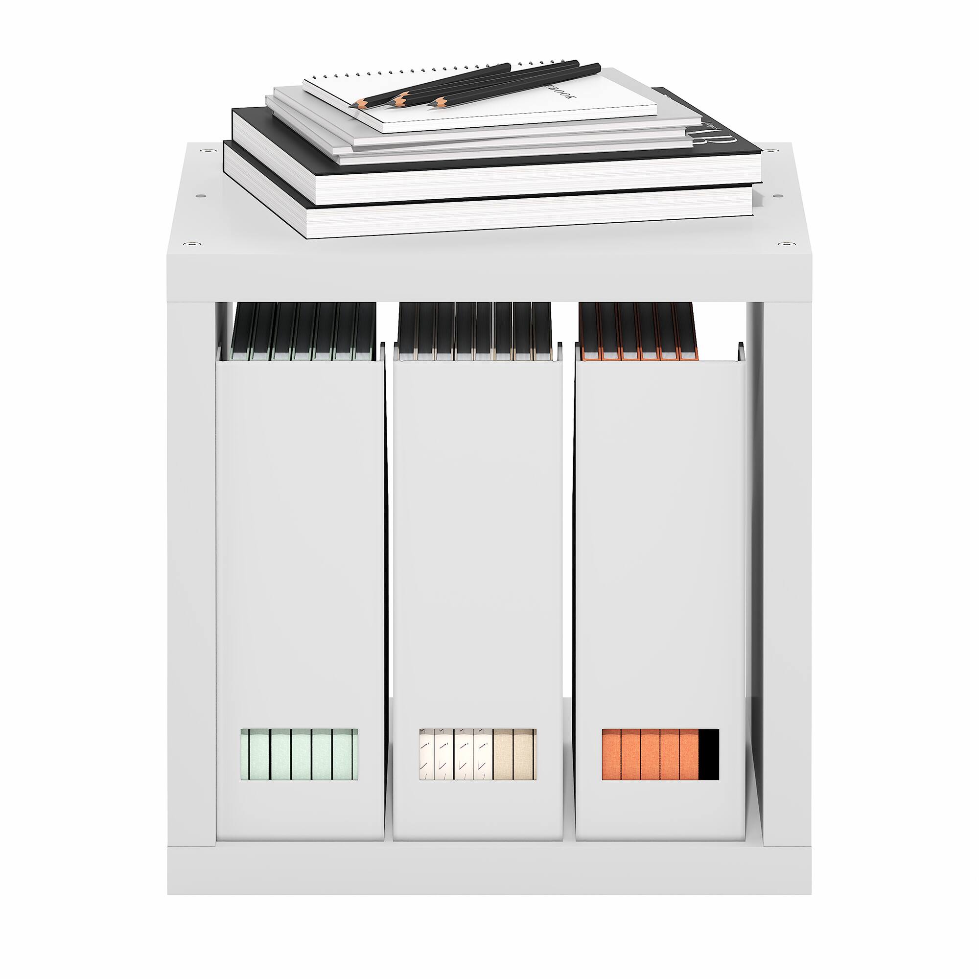 Alt View 4. Furinno - CUBICLE Book Shelf, Stackable Bookshelf, Storage Organizer Bookcase, Extra Thick,for Living Room, Bedroom, Home Office - White.