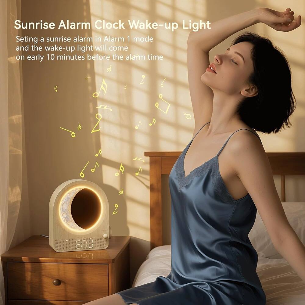 Sunrise Alarm Clock Wake-up Light

Setting a sunrise alarm in Alarm 1 mode and the wake-up light will come on early 10 minutes before the alarm time.
