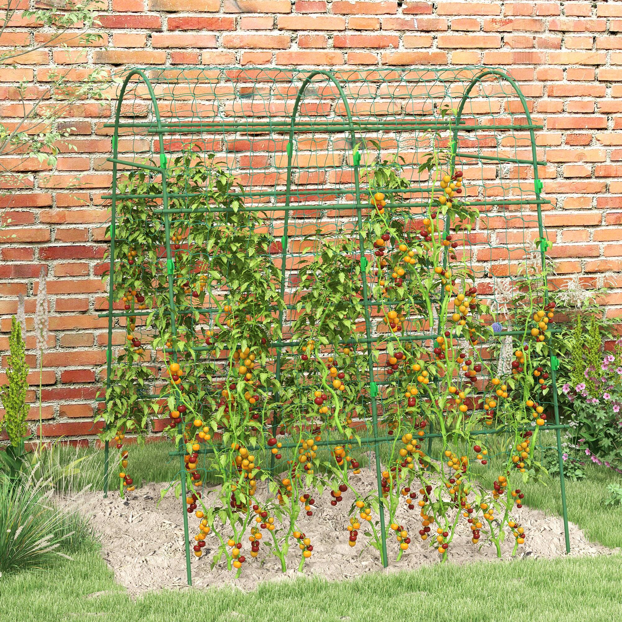 Alt View 1. Outsunny - Garden Trellis, Arch Trellis for Climbing Plants Outdoor, A-Frame, with Climbing Net - Green.