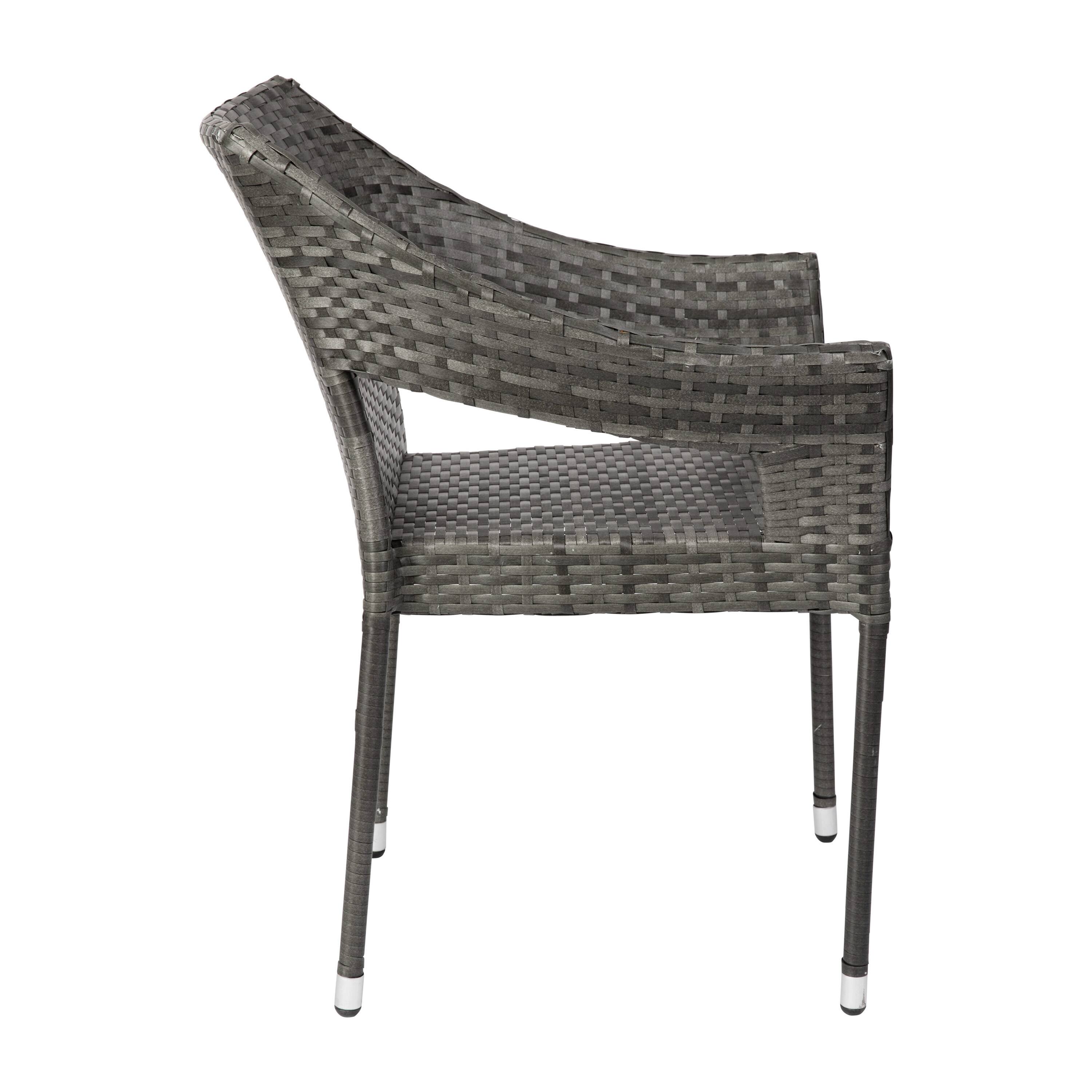 Alt View 8. Emma + Oliver - Embry All-Weather Indoor/Outdoor Stacking Patio Dining Chair with Steel Frame and Weather Resistant PE Rattan - Gray.