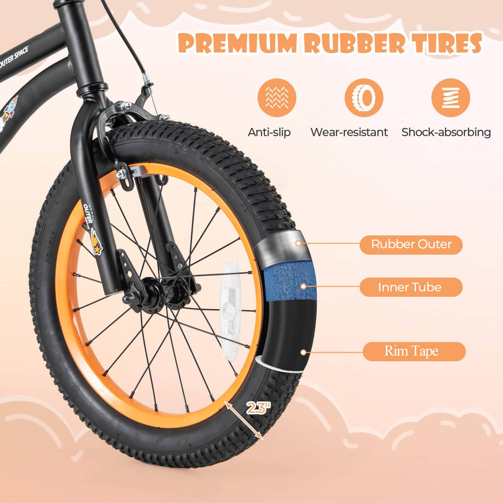 **PREMIUM RUBBER TIRES**

- Anti-slip
- Wear-resistant
- Shock-absorbing

**Rubber Outer**

**Inner Tube**

**Rim Tape**

**23"**