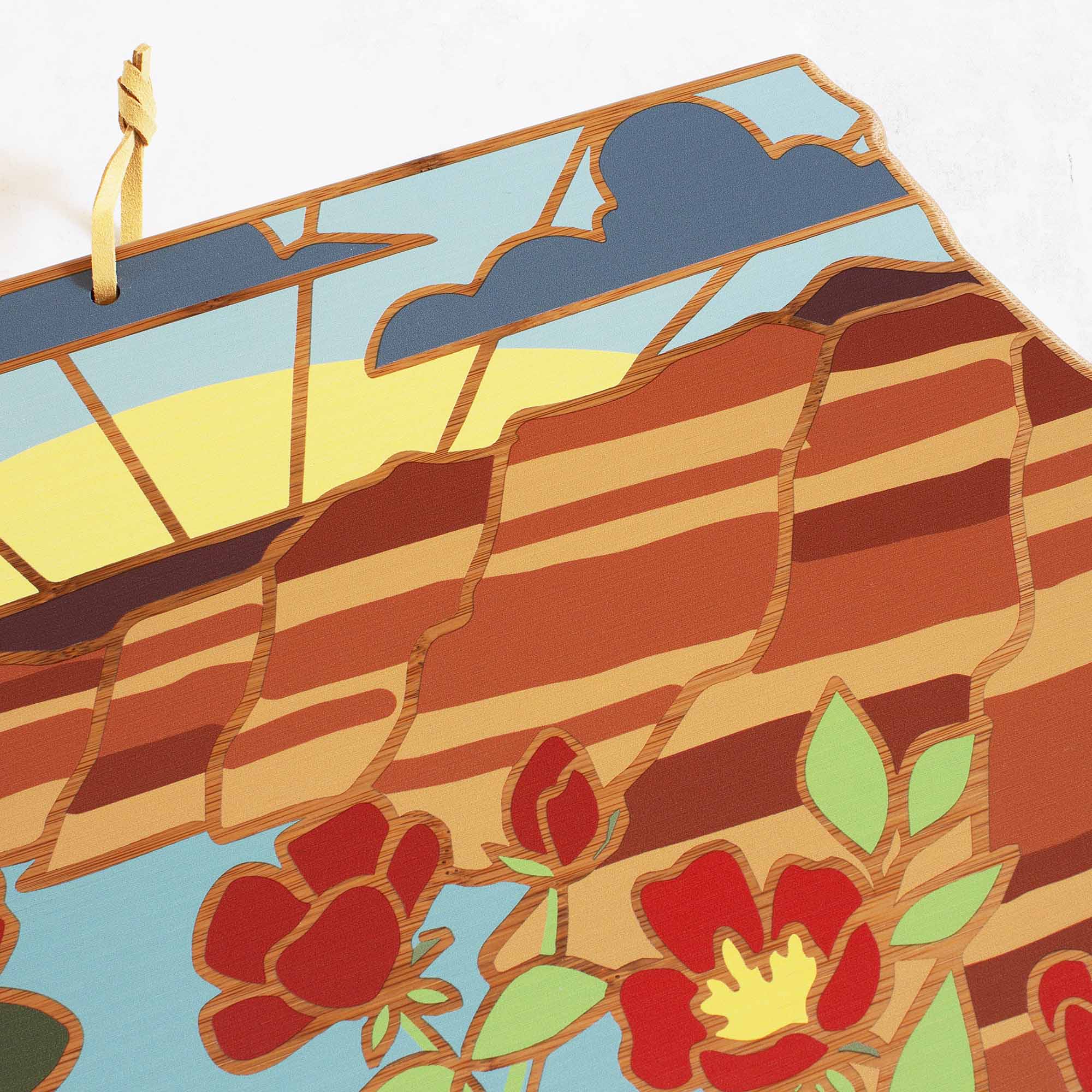 Alt View 1. Totally Bamboo - North Dakota Cutting Board with Artwork by Summer Stokes.