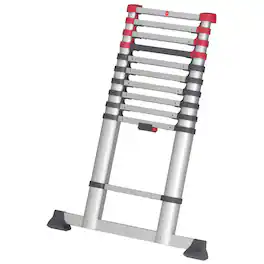 Hailo - Height Adjustable Portable Compact Aluminum Telescoping Ladder, Red/Black - Red, Black