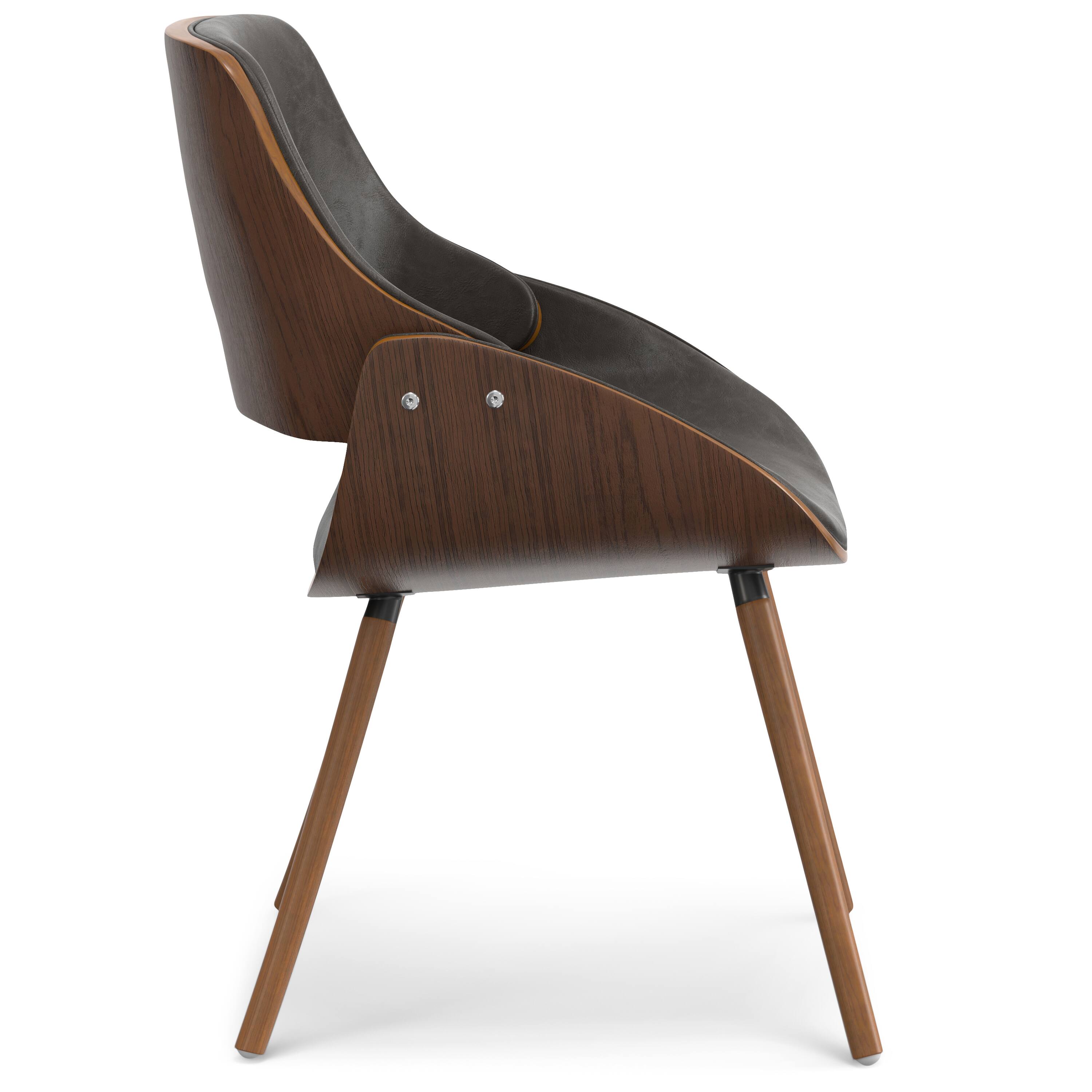 Alt View 1. Simpli Home - Malden Bentwood Dining Chair with Wood Back in Distressed Brown Vegan Faux Leather - Distressed Brown.