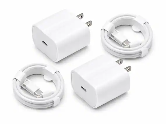 Front. Core Tech - 2-Pack 20W USB-C Fast Charger PD Wall Adapter with USB-C to USB-C Cable – Fast Charging for Samsung, iPhone 15, iPad - White.