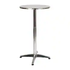 Front. Emma + Oliver - Indoor/Outdoor 23.5"H Aluminum Round Bar Height Table with Cross Base - Aluminum.
