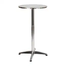 Emma + Oliver - Indoor/Outdoor 23.5"H Round Bar Height Table with Cross Base - Aluminum