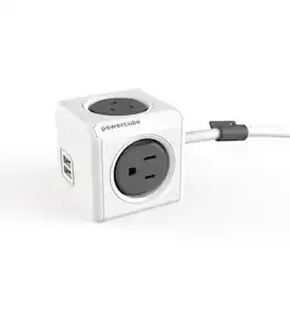 Cluzine - Cube Power Outlet with USB Ports, Desktop Power Strip with US Plug for Home & Office - Gray