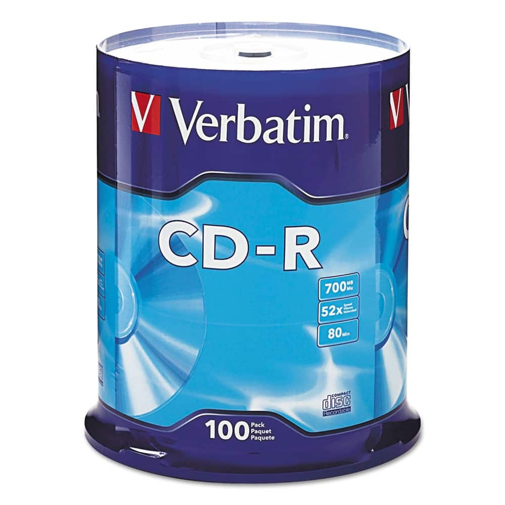 Verbatim - 94554 CD-R 700 MB/80 min Recordable Disc - (100/Pack) - Silver
