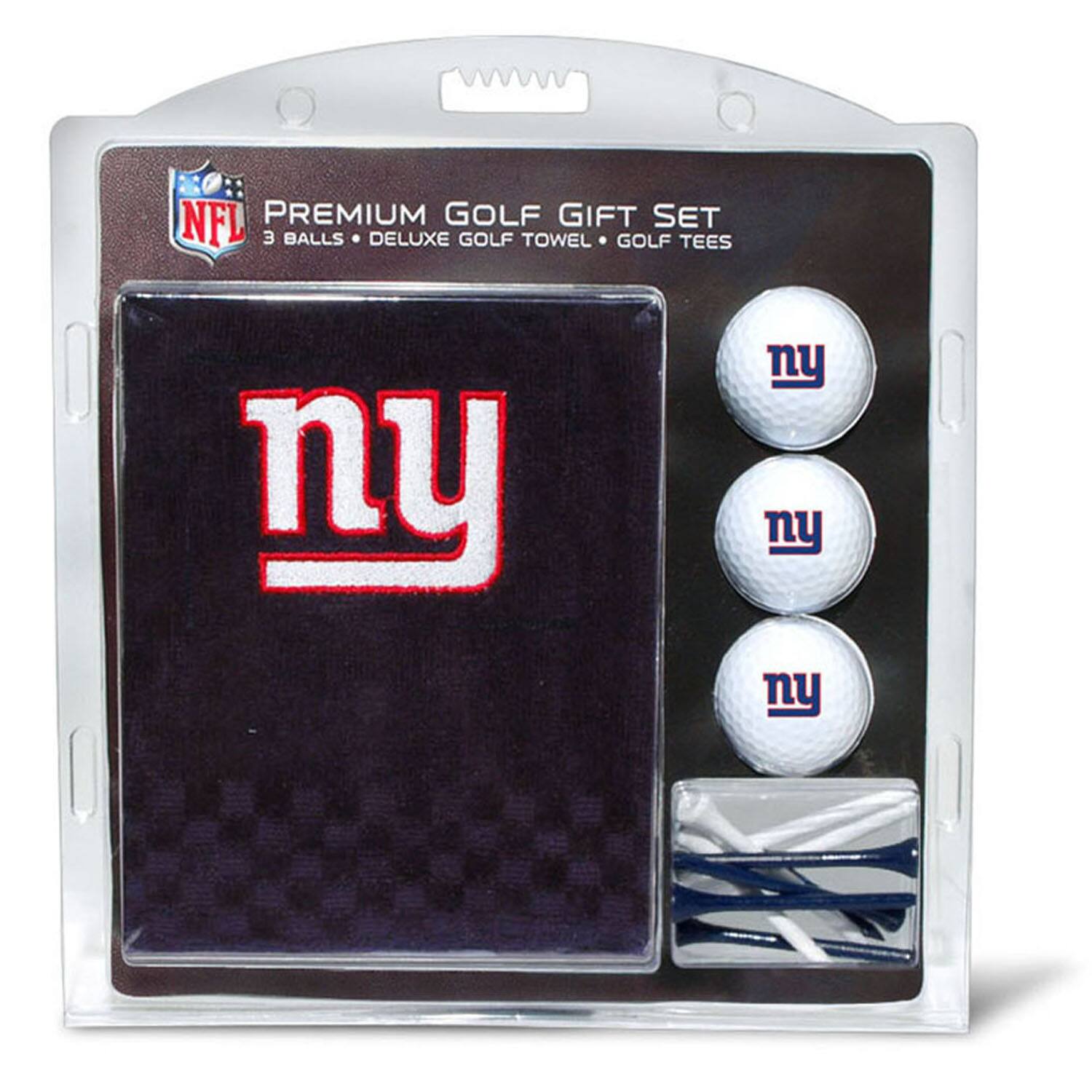 NFL PREMIUM GOLF GIFT SET  
3 BALLS • DELUXE GOLF TOWEL • GOLF TEES  
ny ny ny ny