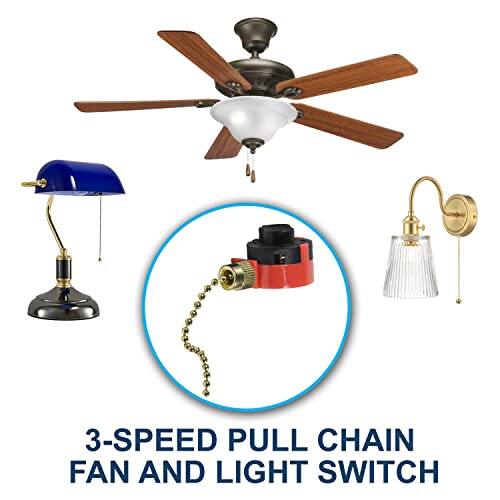3-SPEED PULL CHAIN FAN AND LIGHT SWITCH