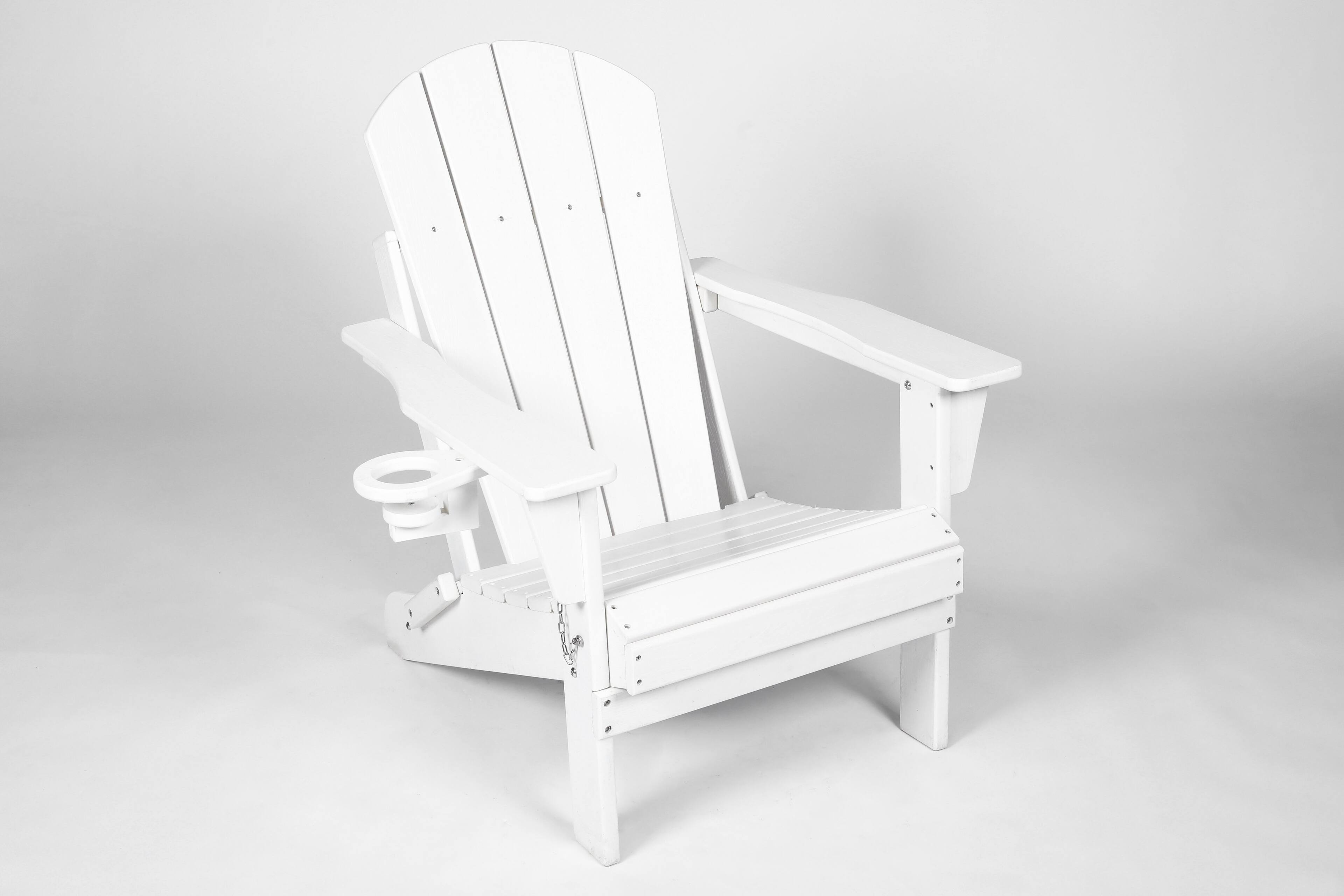 Back. GOODSILO - Folding Adirondack Chair with Side Table, 3-Piece Set (2 Chairs & 1 Table) - White.