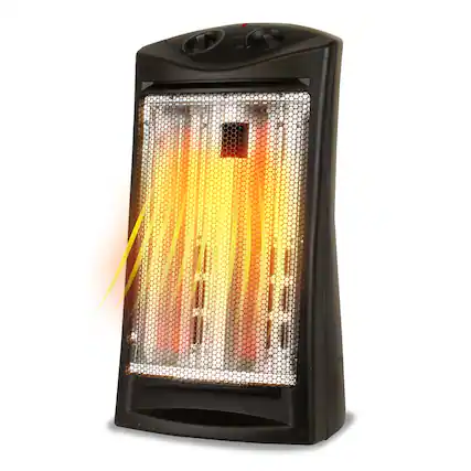 Front. Black+Decker - Infrared Quartz Tower Heater, 1500W Personal Space Heater with Adjustable Thermostat, 2 Heat Settings, BHTI06 - Black.