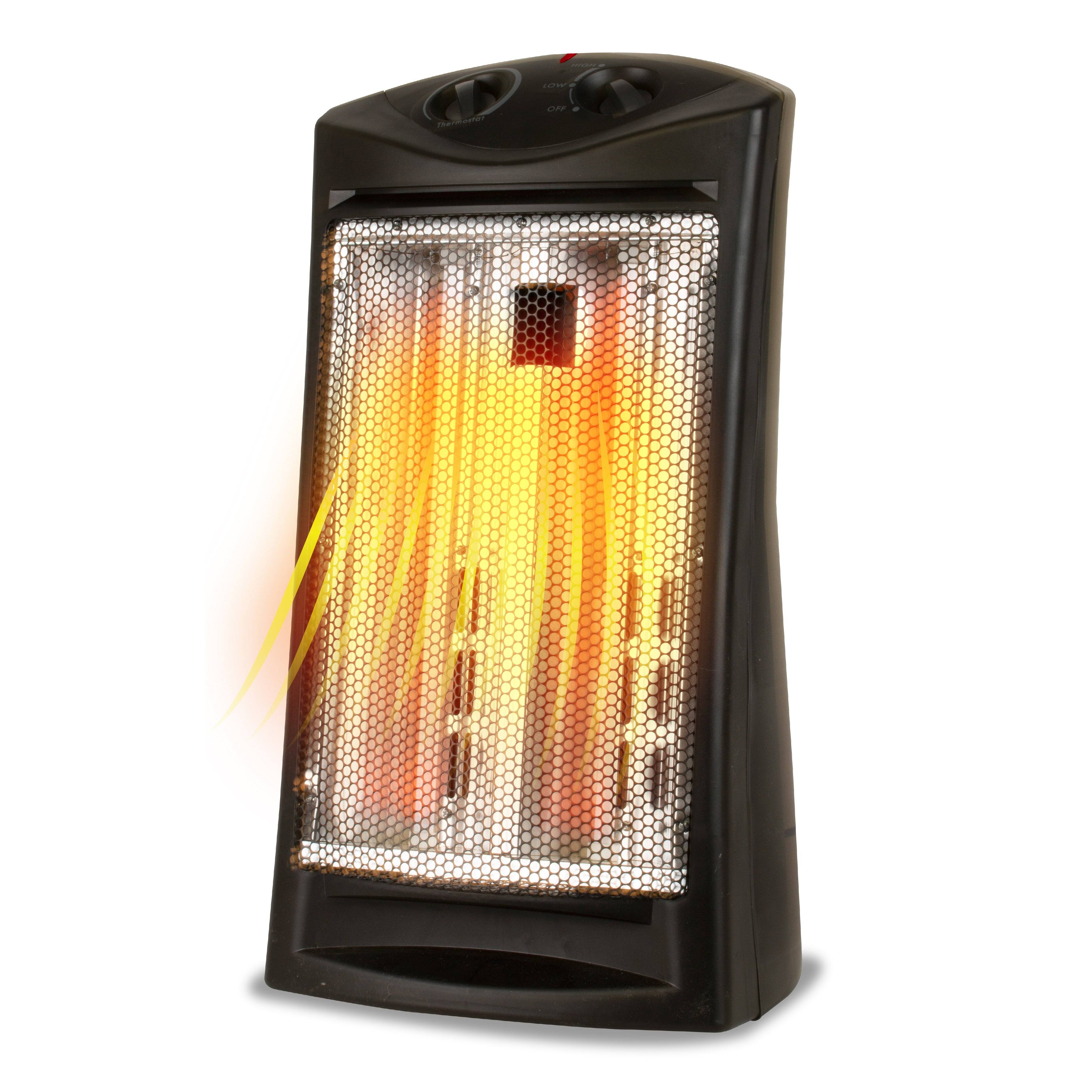 Black+Decker - Infrared Quartz Tower Heater, 1500W Personal Space Heater with Adjustable Thermostat, 2 Heat Settings, BHTI06 - Black