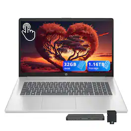 HP - 17.3" HD+ Touchscreen Laptop,Ryzen 5 7430U,32GB RAM,160GB SSD+160GB Dock Station,AMD Radeon Graphics,Win 11 - Silver