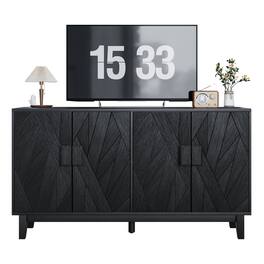 Spaco - Modern Buffet Cabinet with Storage, Mid-Century Style Sideboard for Living Room Dining Room Entryway - Black