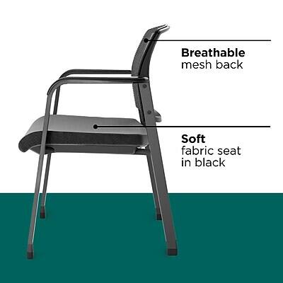 Breathable mesh back  
Soft fabric seat in black