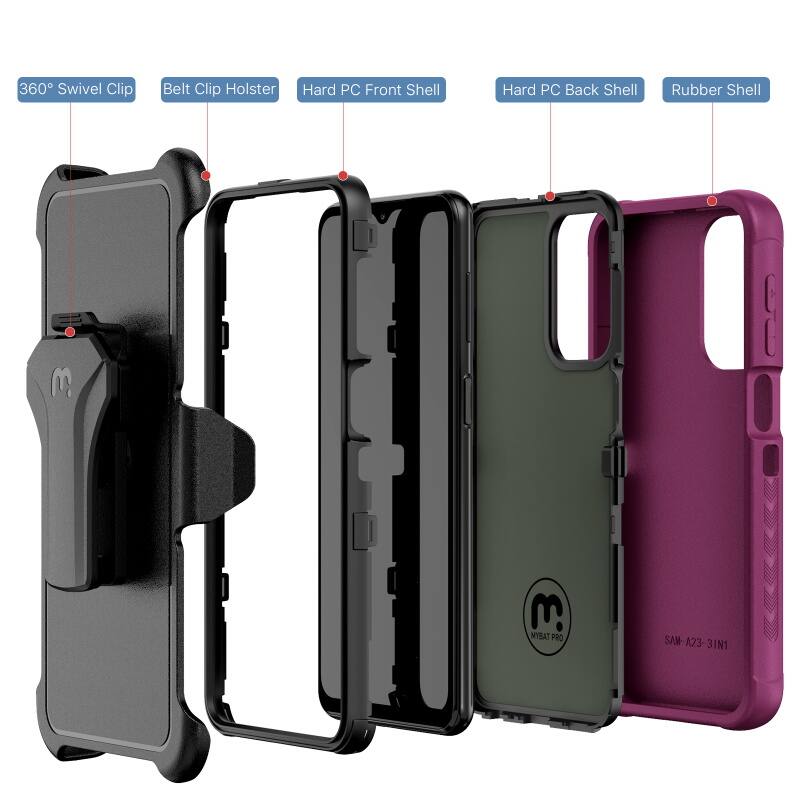 360 Swivel Clip, Belt Clip Holster, Hard PC Front Shell, Hard PC Back Shell, Rubber Shell, MYBAT PRO, SAW-SAM-A23-31N1, A23-3IN1