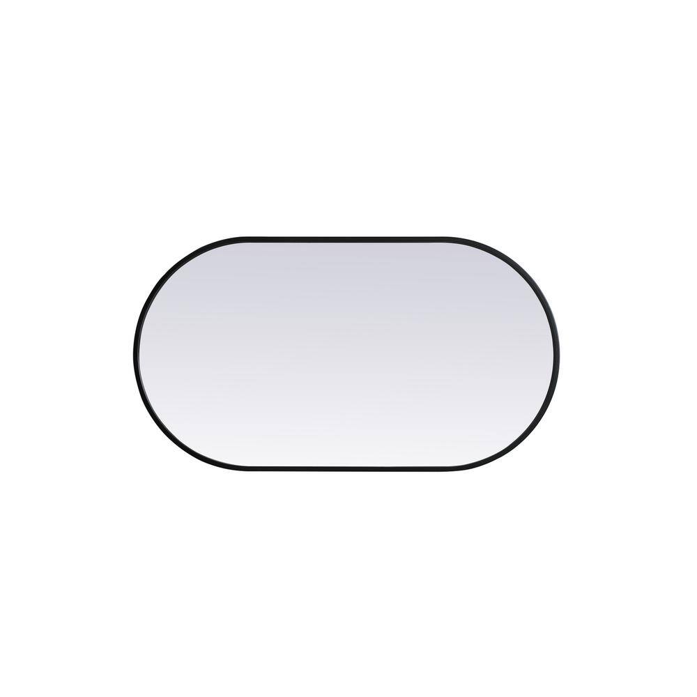 Back. Elegant Decor - Metal Frame Oval Mirror 20x36 Inch in Black - Black.