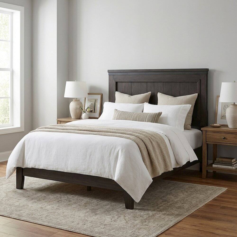 Alt View 2. Starlight Canyon Home - Rock Beaten Brown Headboard with Saw Cuts Rustic Solid and Manufactured Wood - Brown.