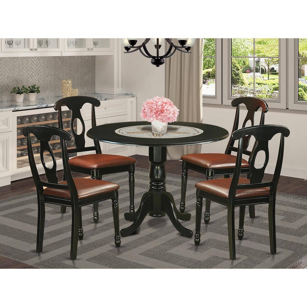 Back. East West Furniture - 5 Pc Dinette Table set - Small Kitchen Table and 4 Dining Chairs - Black.