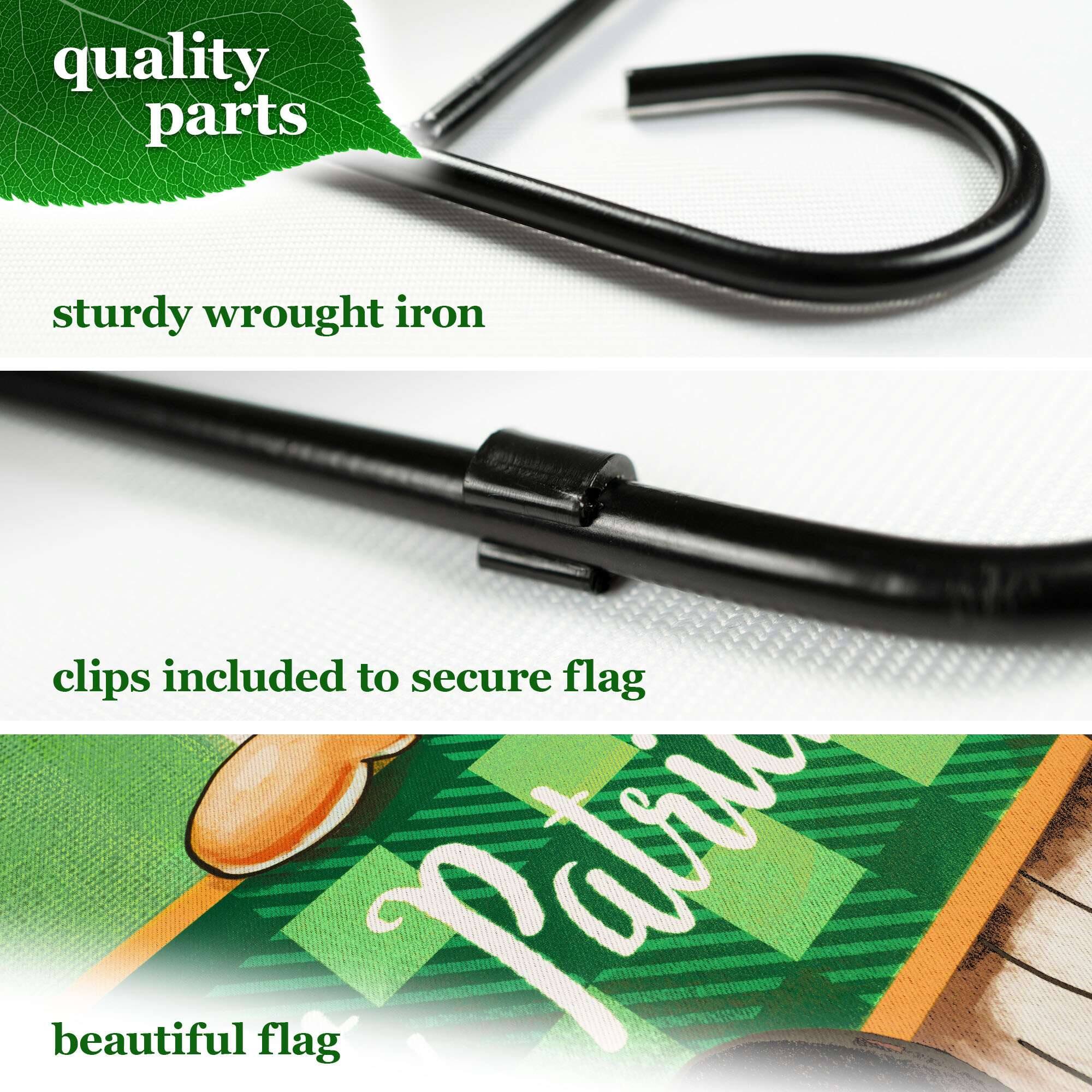 - quality parts
- sturdy wrought iron
- clips included to secure flag
- beautiful flag