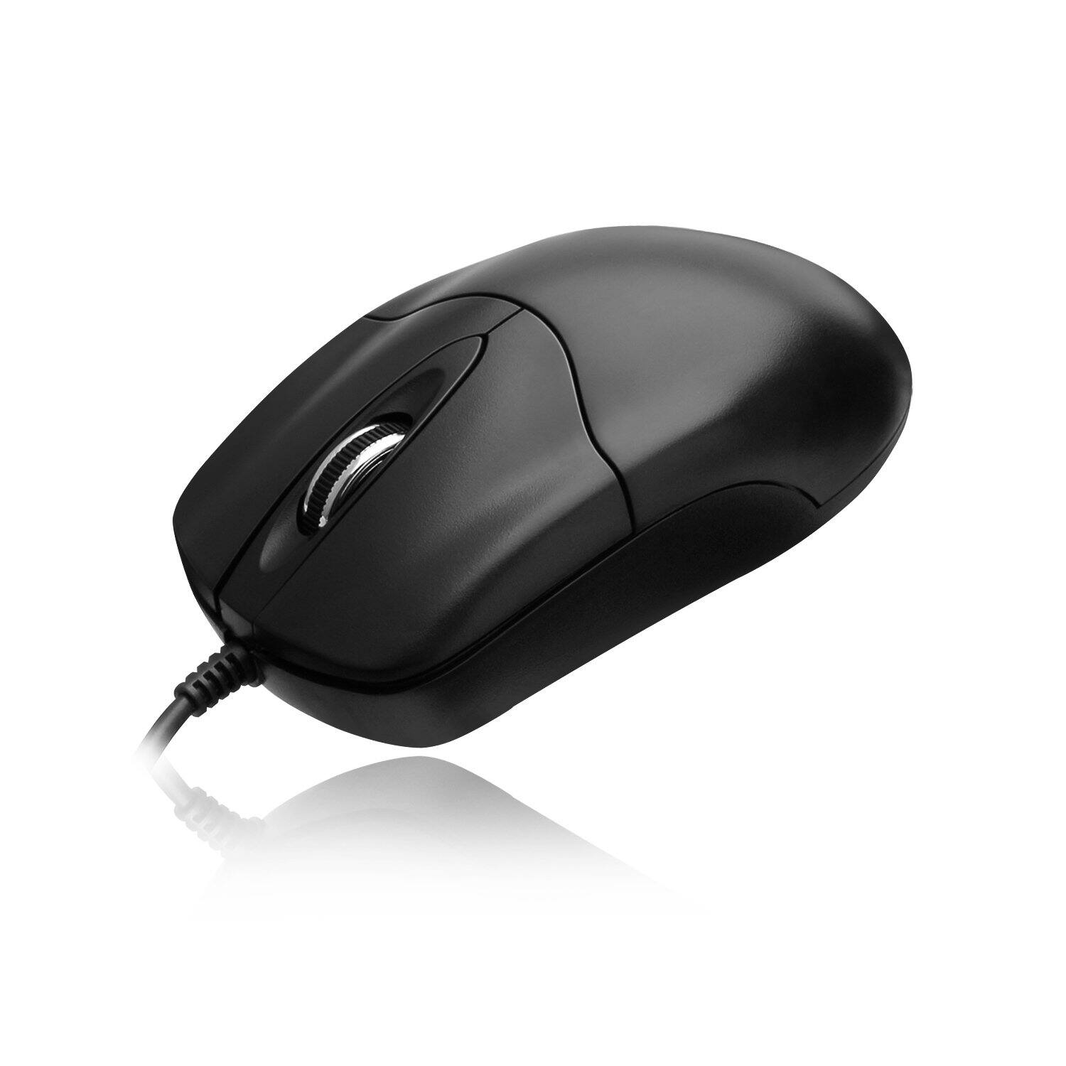 Alt View 4. Adesso - 3-Button Desktop Optical USB Mouse 1000 DPI Ergonomic Full-Size Metal Scroll Wheel 6ft Cable Universal OS Compatible - Black.