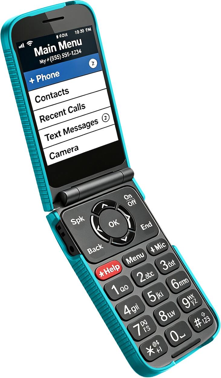 10:30 PM MOX Main Menu (555) 555-1234 My Z + Phone Contacts Calls Recent 2 Text Messages Camera On Off Spk OK End Back Mic Menu 3dst * *Help 2abc 1 QO 6mm 5|ki 9WX y2 4gii 8uv DO # 12S 7 I'S 70 *