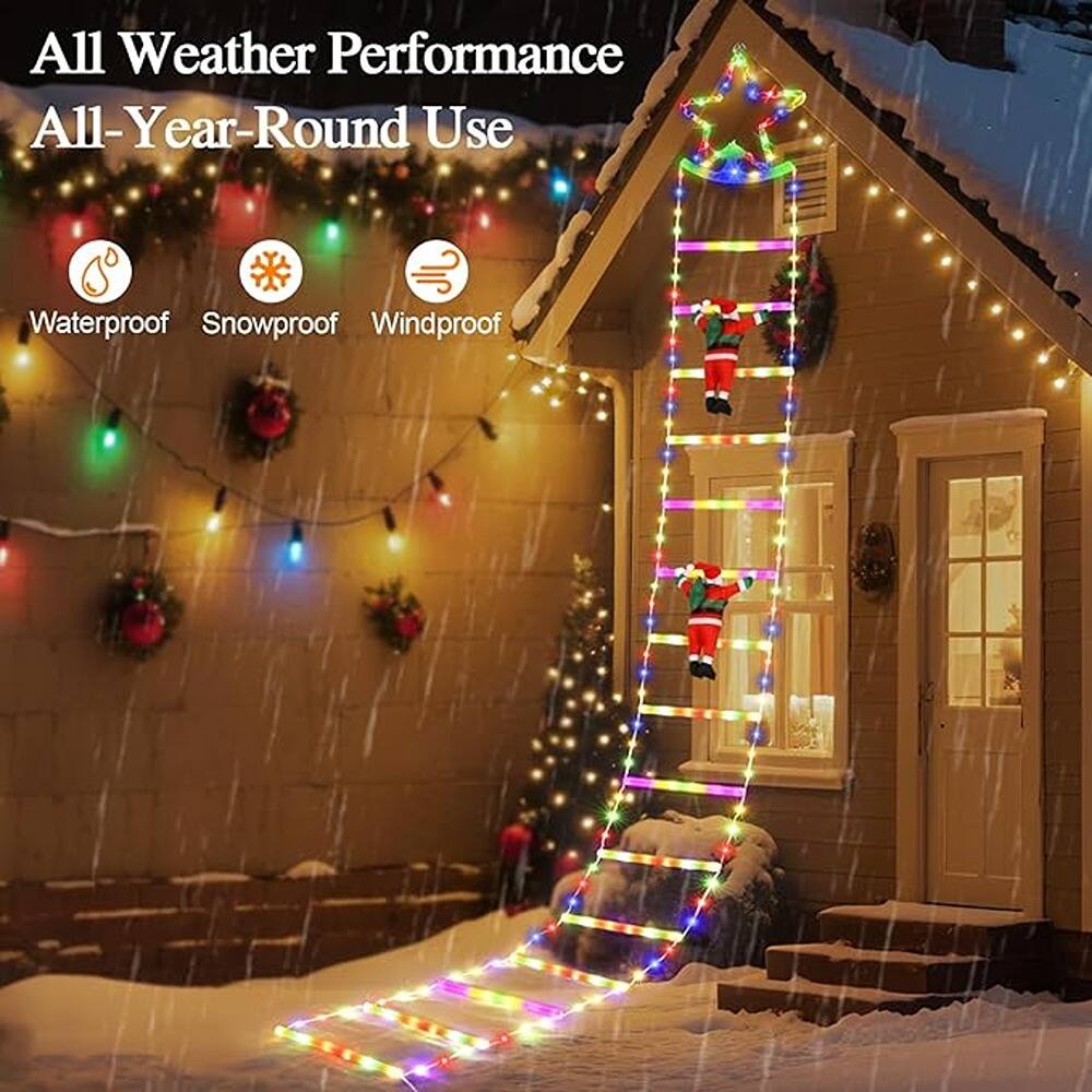 MOSZAR LLC - LED Christmas Ladder Lights, 10 ft, Indoor/Outdoor - Warm White