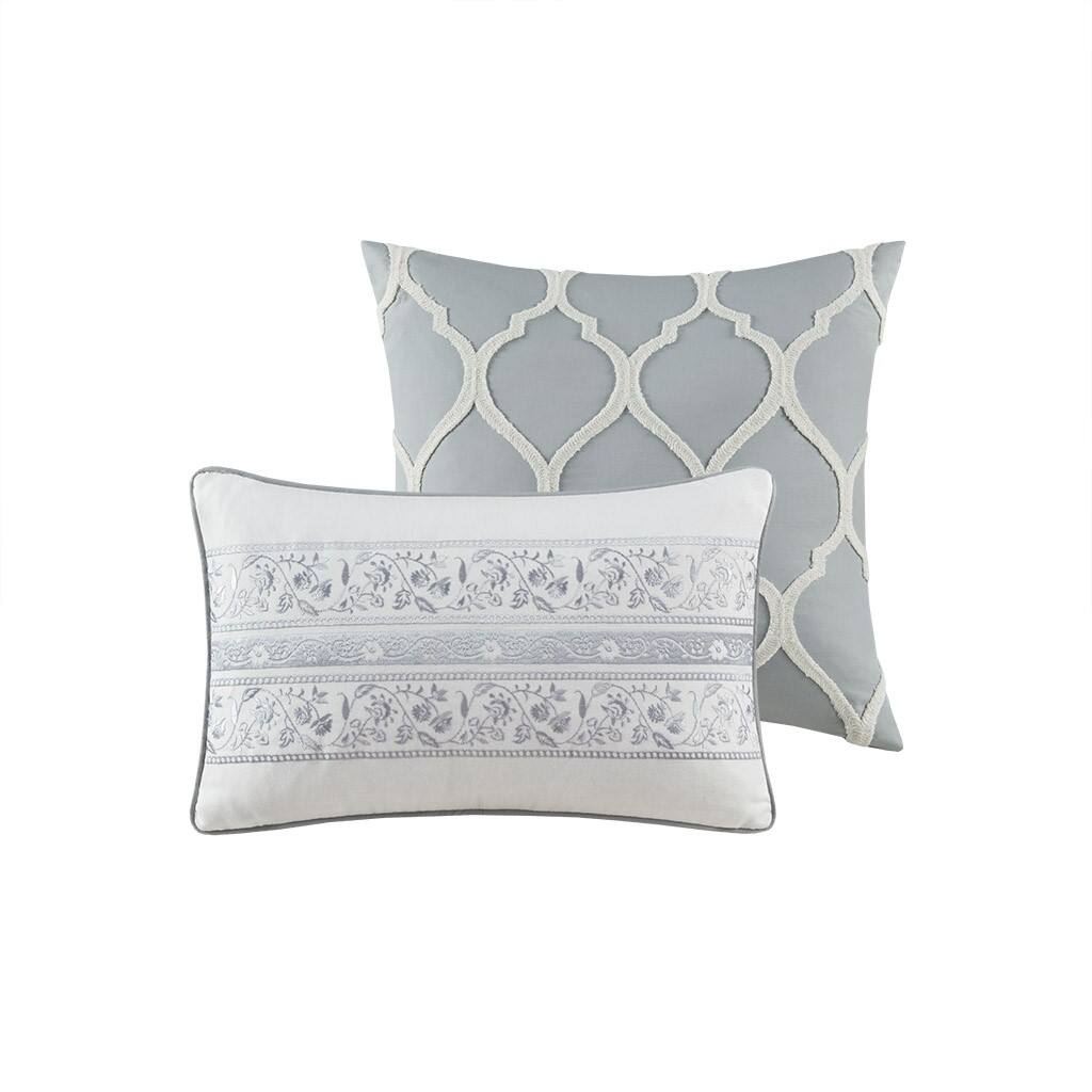 Alt View 4. Gracie Mills - Gracie Mills Brant 6-Piece Damask Cotton Sateen Comforter Set - Grey.