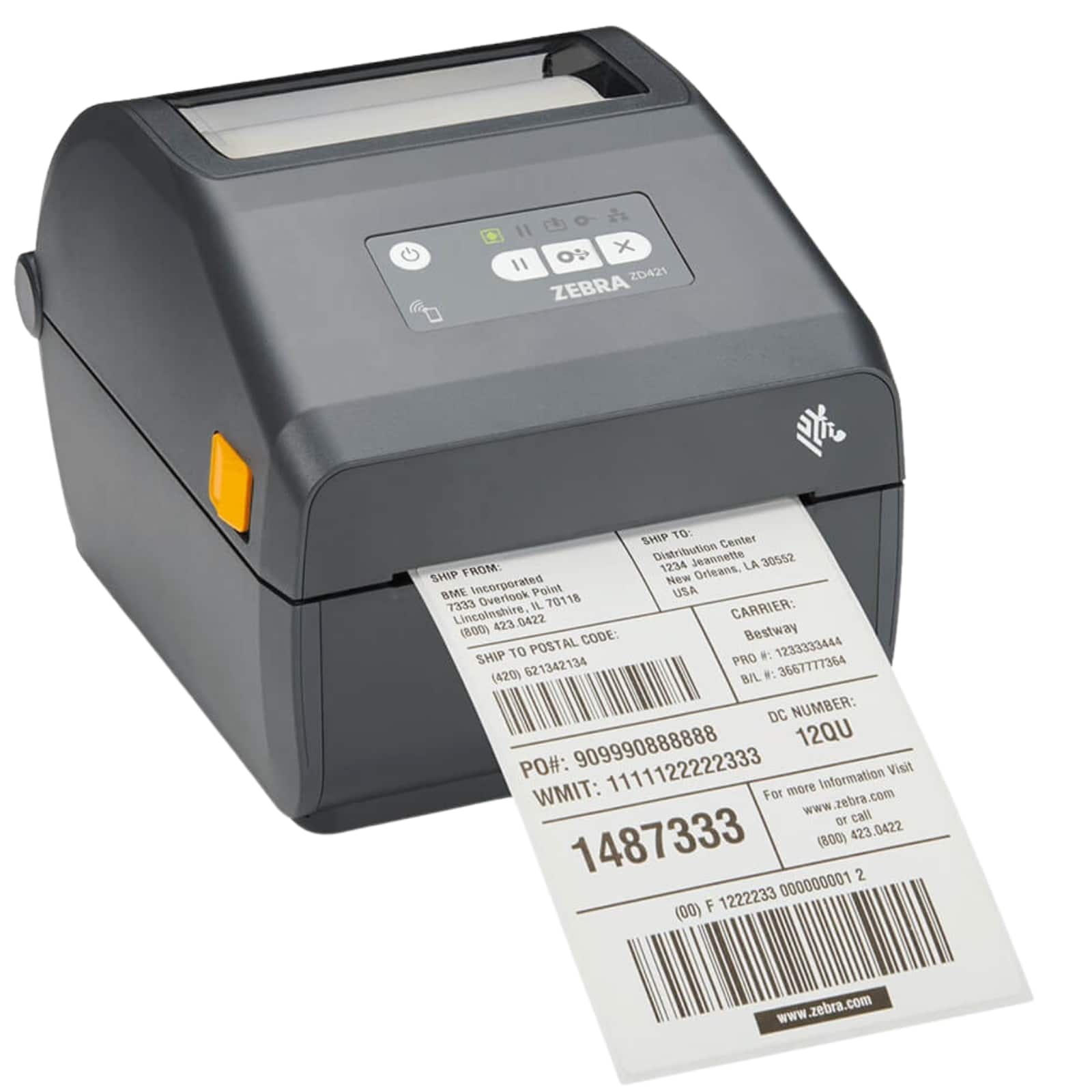 Zebra - ZD421T Thermal Transfer 300dpi Desktop Barcode Label Printer USB Host Ethernet 4 IPS ZPL 4.09in Print Width - Gray