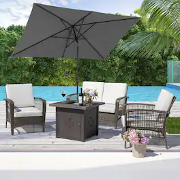 Mondawe - 10' x 6'5ft Patio Umbrella Rectangular Market Umbrella with Push Button Tilt & Crank - Gray