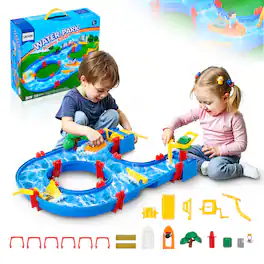 VEVOR - Water Table for Toddlers, Kids Activity Play Waterway, Outdoor Summer Water Park Playset with 39PCS Accessories - Blue