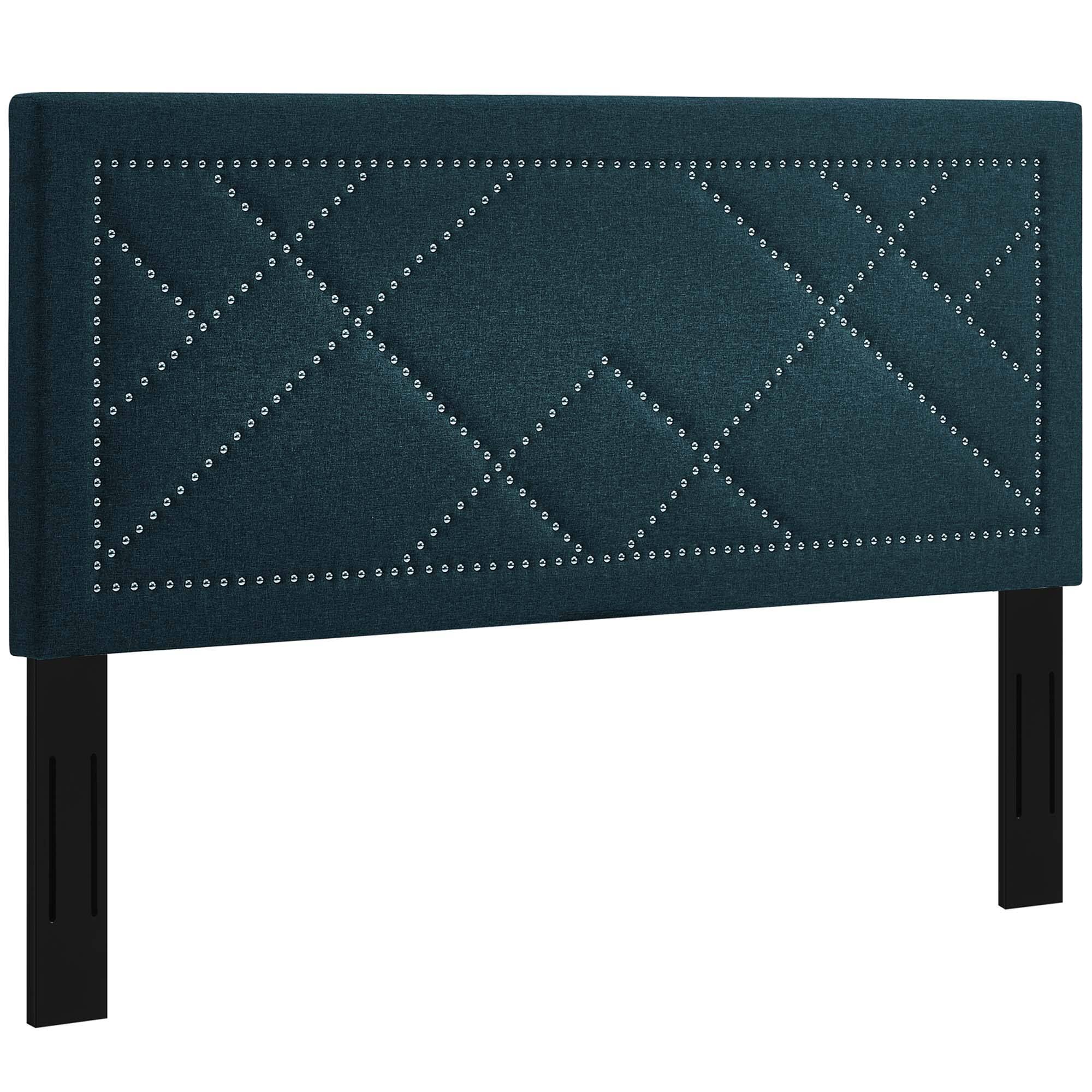 Alt View 1. Modway - Reese Nailhead Upholstered Linen Fabric Full / Queen Headboard by Modway - Azure.